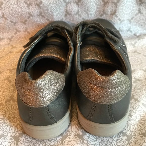 GEOX Respira  Leather Velcro Comfort Sneaker In Gunmetal Gray Size 5.5 - Picture 3 of 8